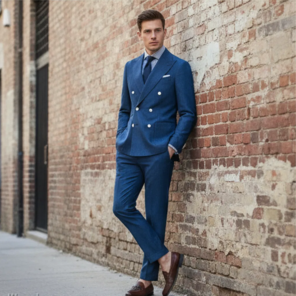 2025 بدلة دنيم مخصصة للرجال مصممة حسب الطلب بأسلوب جديد تناسب الجسم