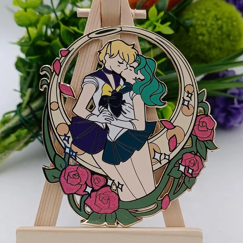 Sailor moon girl pins with glitter effect new style