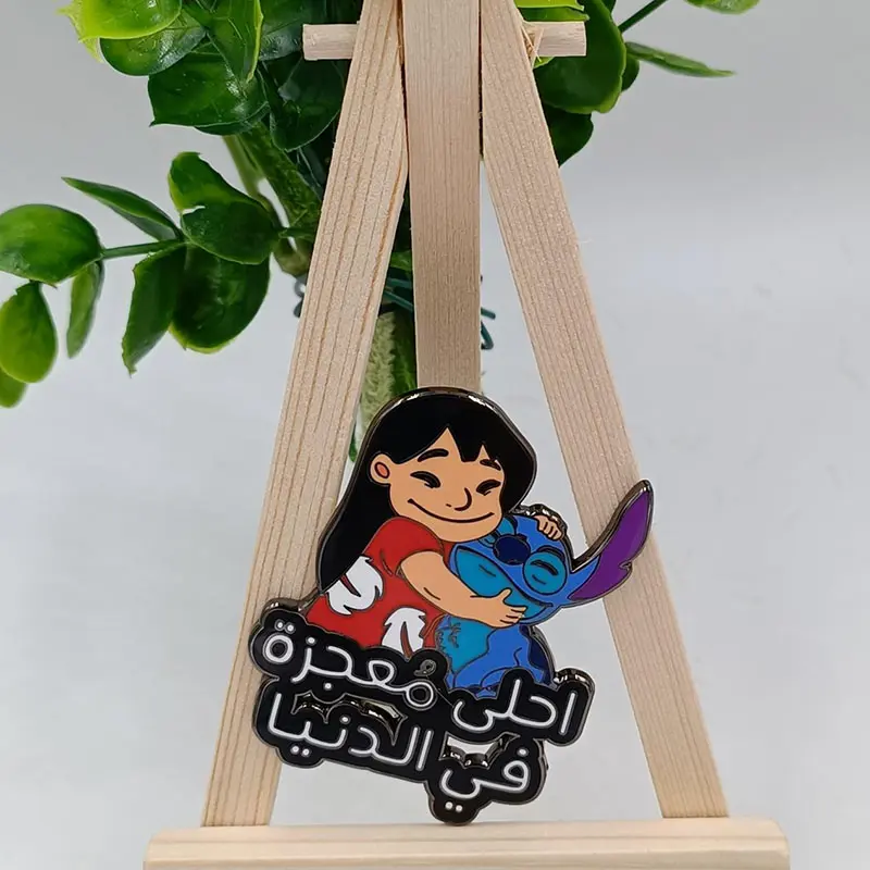 Disney stitch enamel pin with black nickel plate