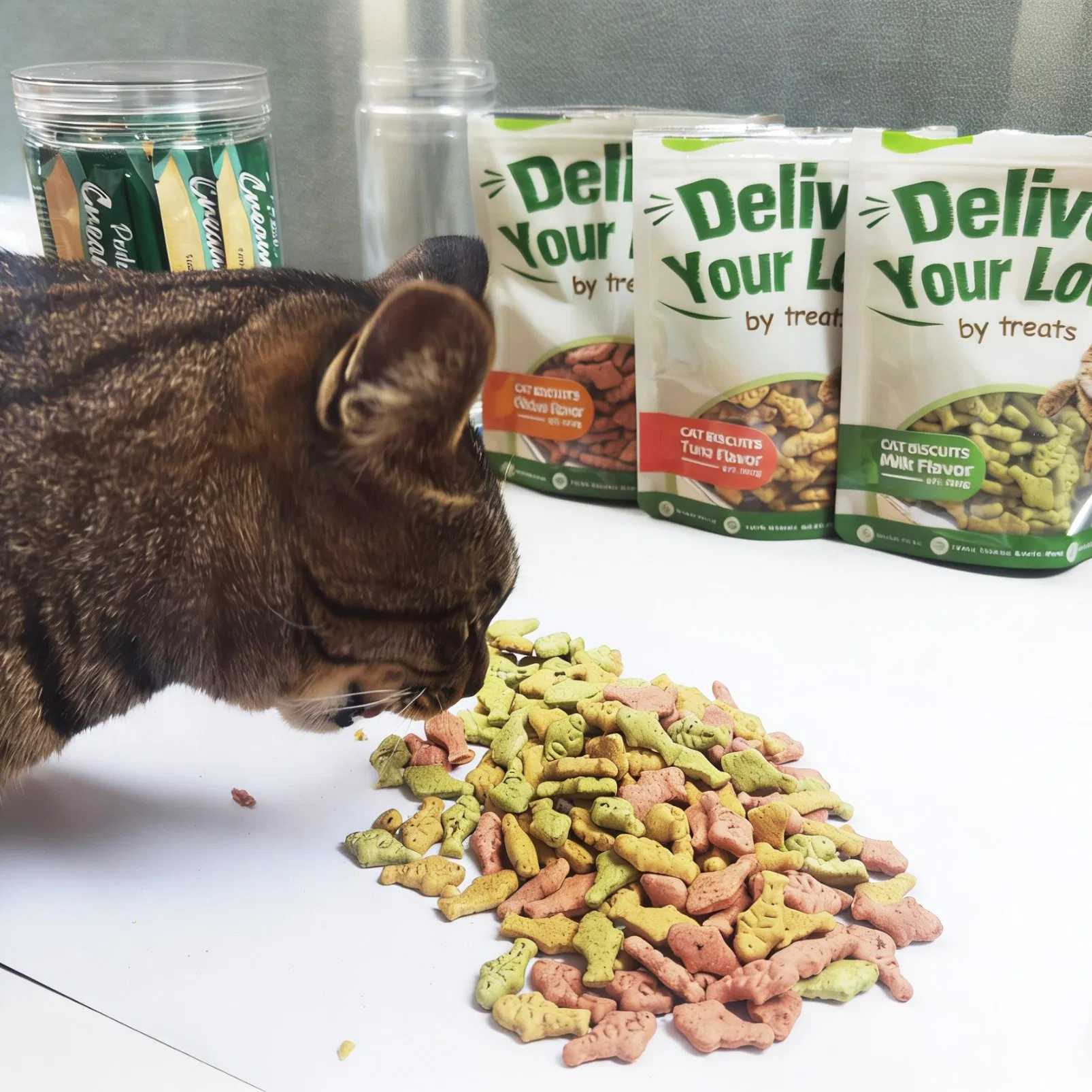 Premium 100g Crunchy Texture Catnip Added Fish Shaped Snack Ideal for Wholesalers Cat Treats Snacks