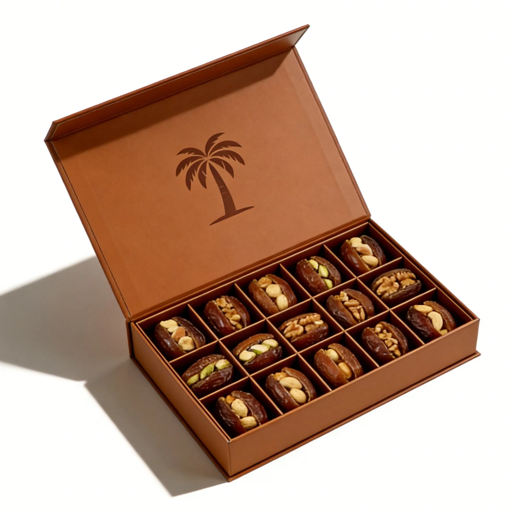 Hot Sale Luxury Dates Chocolate Package Paper Box with Divider Custom Dates Gift Packaging Box