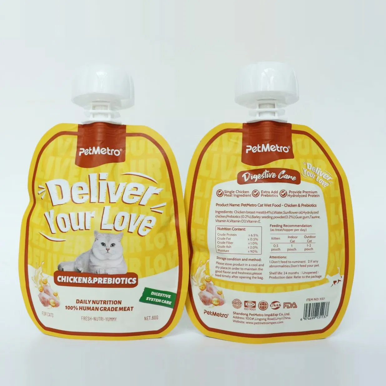 Functional Creamy Cat Treats with Salmon and Fish Oil Skin Coat Support Cat Creamy Pouch