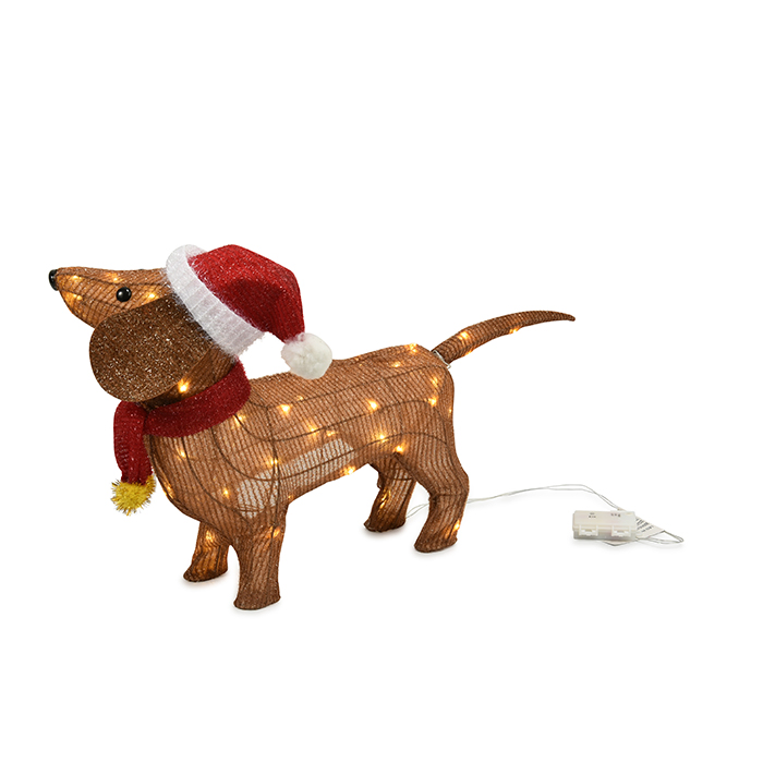 LED Christmas Outdoor Decoration Foldable Cute Puppy Lighted Glittering Indoor Decor Waterproof IP 3xaa Battery Not Included