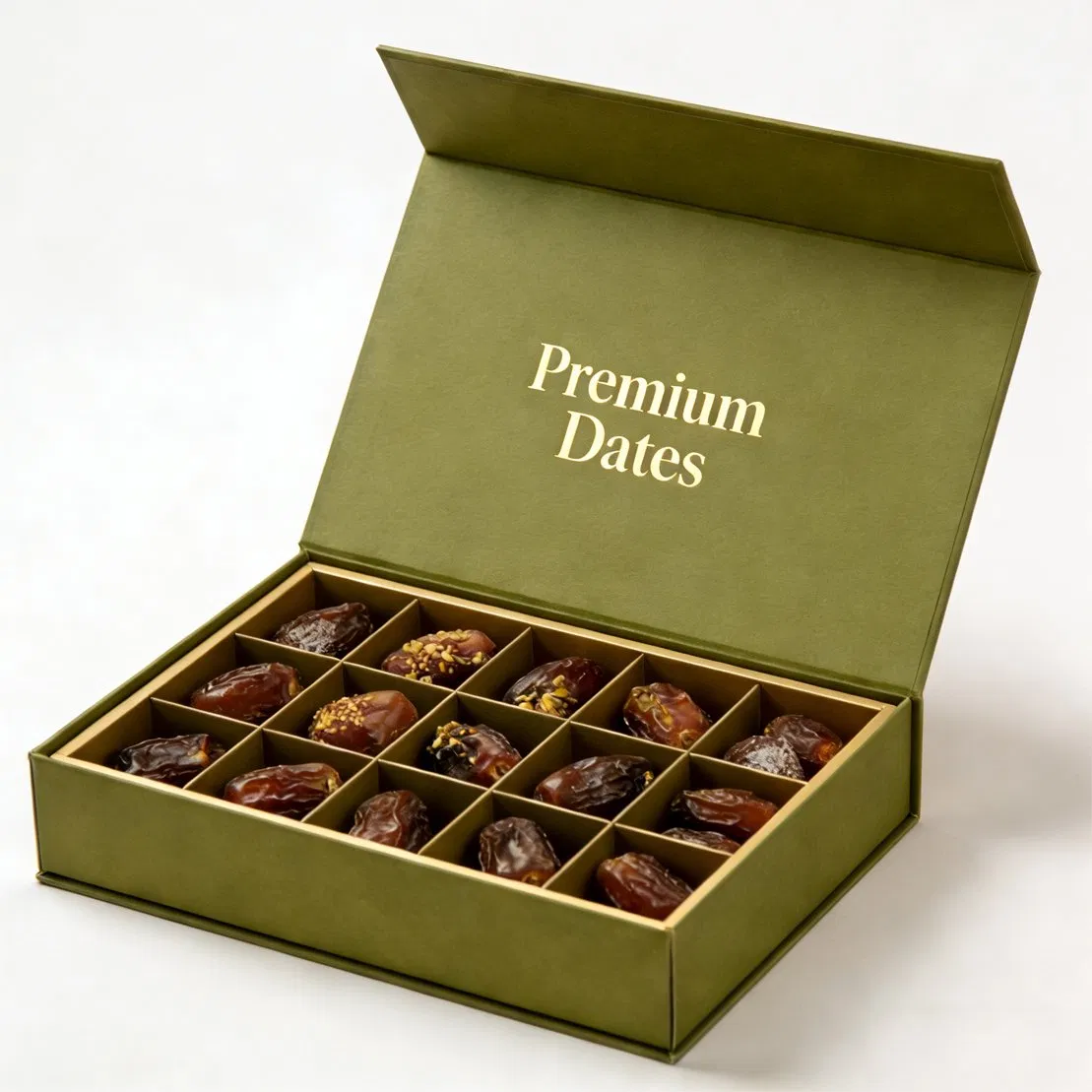 Hot Sale Luxury Dates Chocolate Package Paper Box with Divider Custom Dates Gift Packaging Box