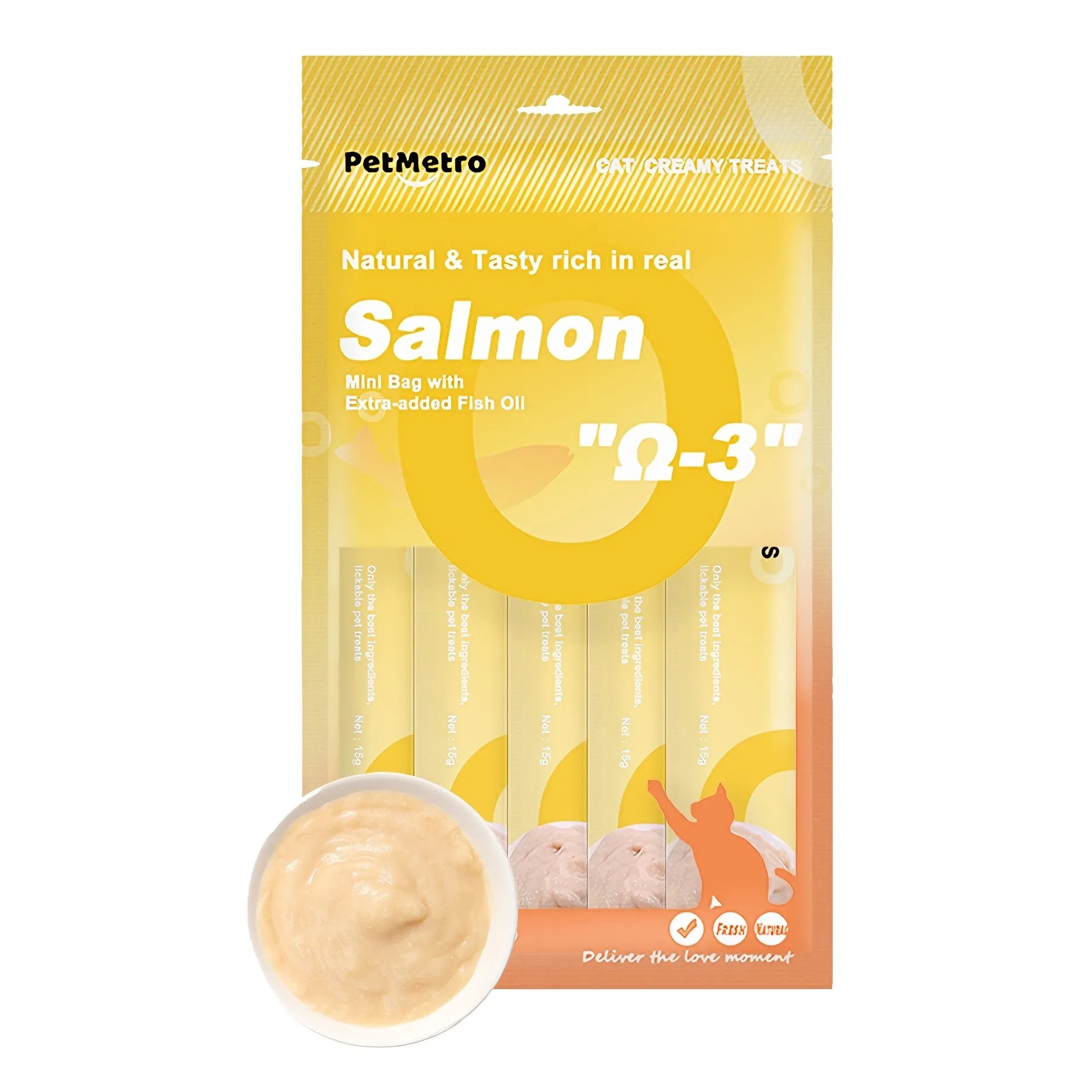 High Protein Moist Cat Snack with Natural Ingredients Supporting Skin Coat and Digestion Creamy Cat Treats