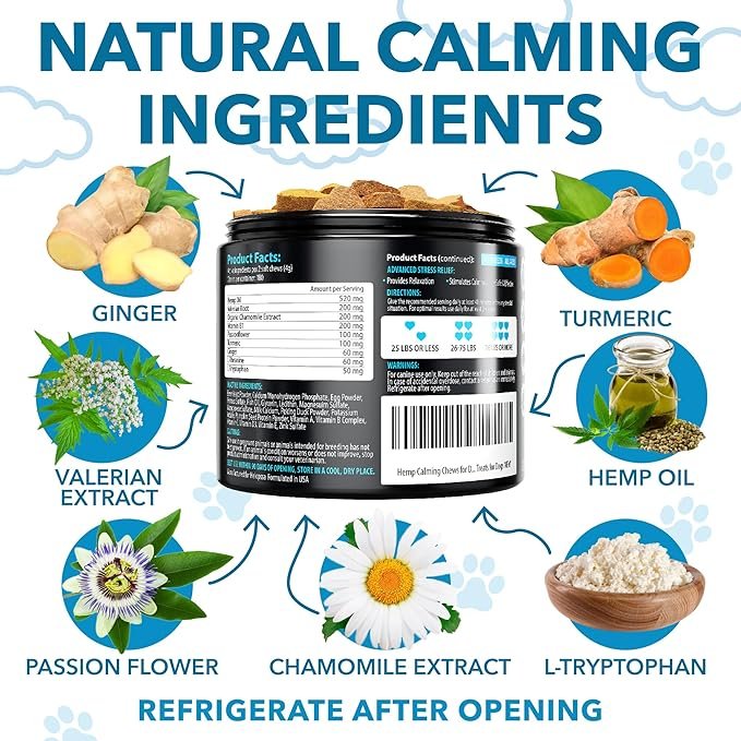 Natural Calming Soft Chews for Dogs Anxiety Relief Supplements Pet Health Care Treats for Stress Reduction Aid Separation Travel