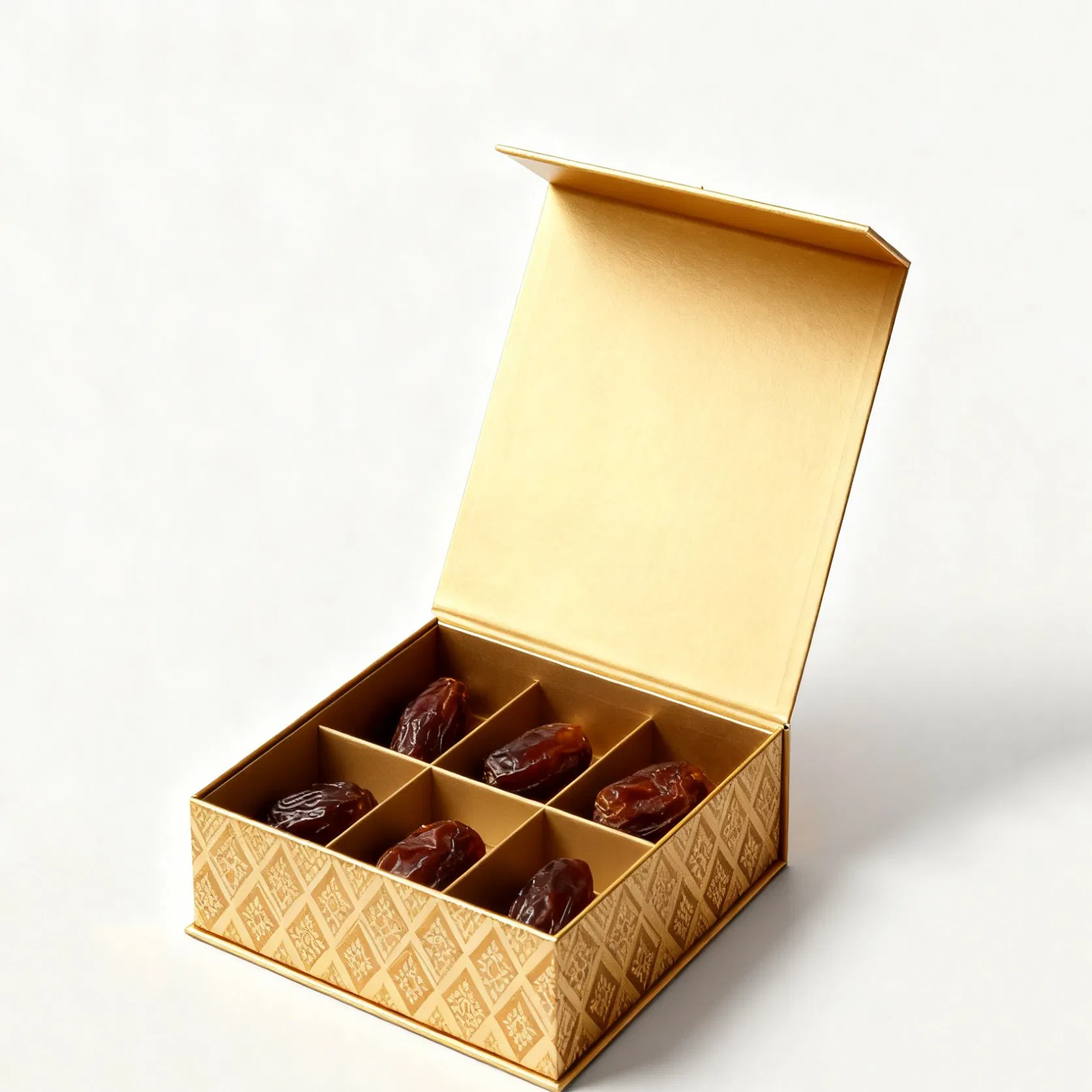 Hot Sale Luxury Dates Chocolate Package Paper Box with Divider Custom Dates Gift Packaging Box