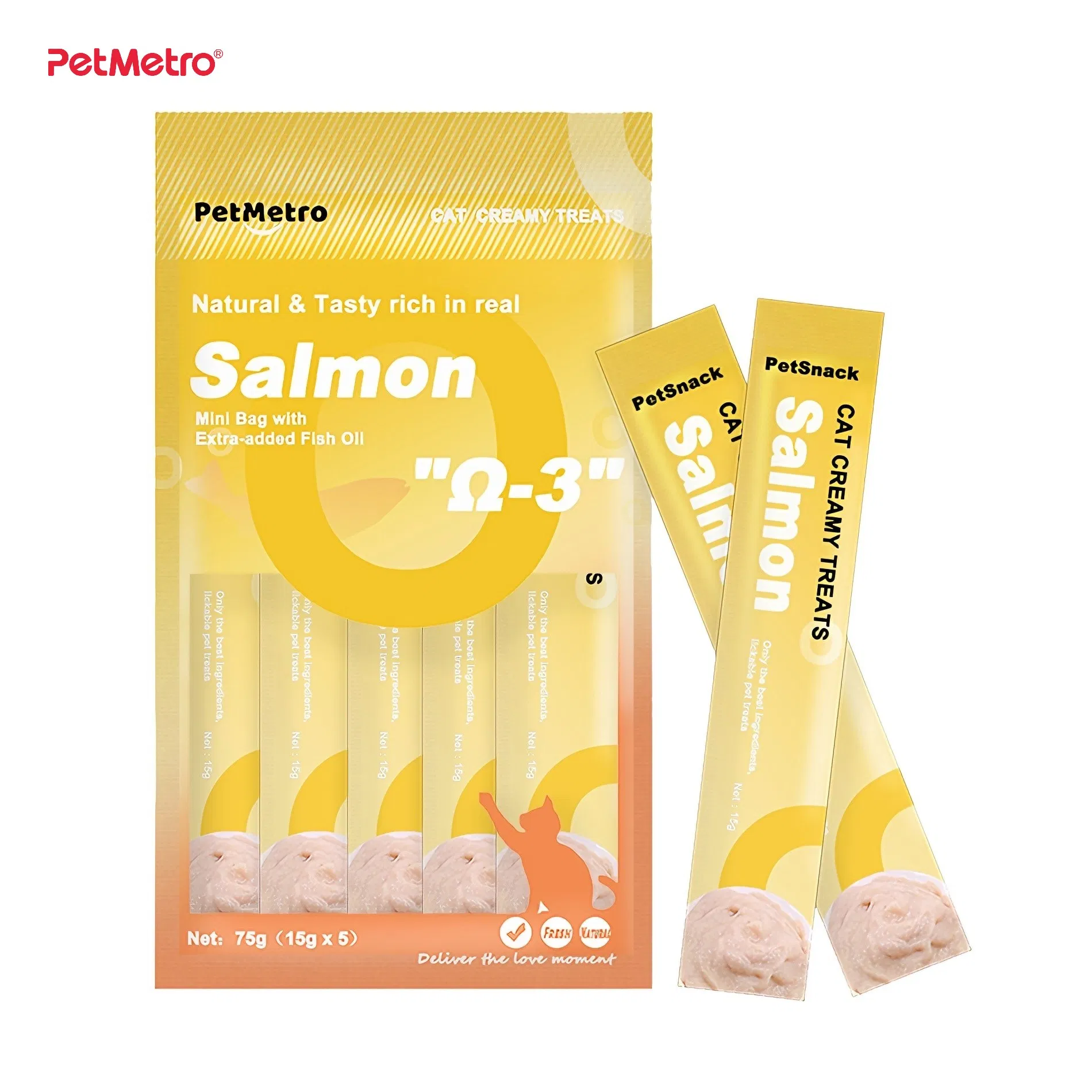 Functional Lickable Cat Treat with Omega Rich Fish Oil for Beauty Hair Support Creamy Cat Treats