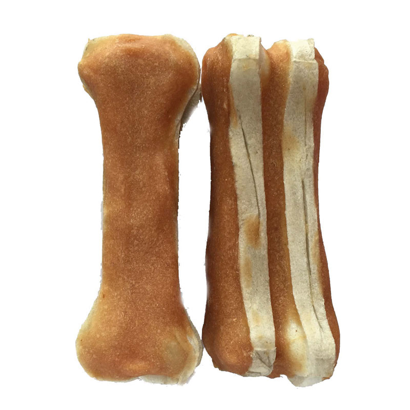 Fctory Wholesale Chicken Rawhide Pressed Bone Sandwich Pet Snacks Treats for Training