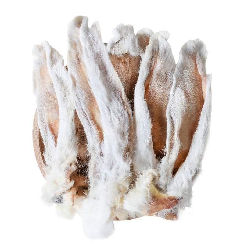 Factory Wholesale Dog Dental Health Chewing Treats Dried Snack Dehydrated Rabbit Ears with Face Fur Hair for Training Rewards