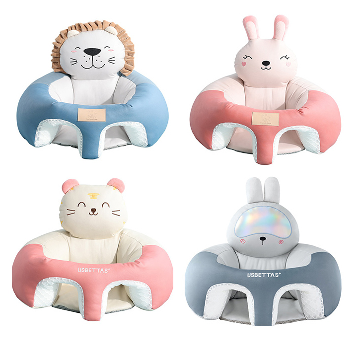 Plush Baby Learning Seat Sofa with 360° Surround and Ergonomic Spine Support
