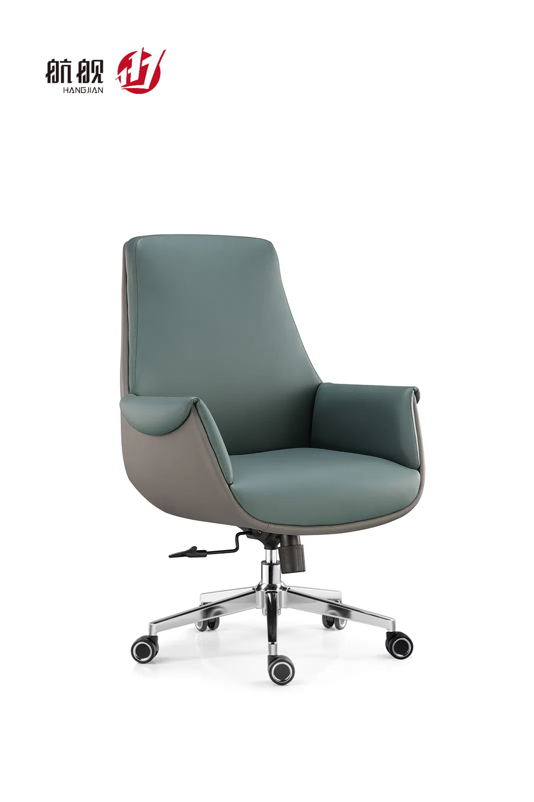 Boardroom Modern Furniture Leather Wheel Swivel Visitor Office Chair with Metal Base