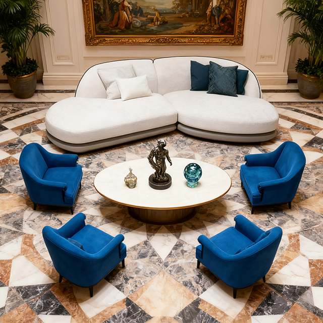 Custom 4-5 Star Luxury Hotel Lobby Furniture Reception Waiting Center Sofa Set