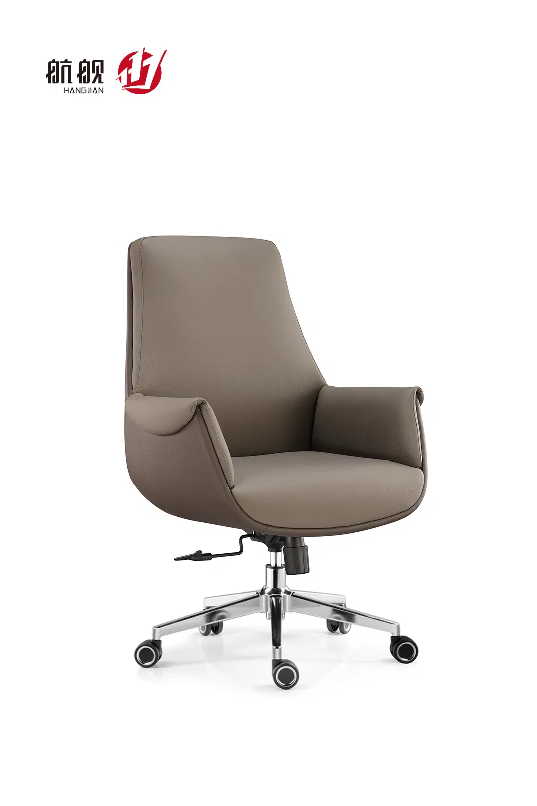 Boardroom Modern Furniture Leather Wheel Swivel Visitor Office Chair with Metal Base