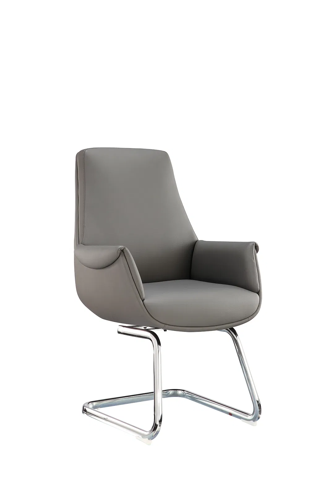 Boardroom Modern Furniture Leather Wheel Swivel Visitor Office Chair with Metal Base