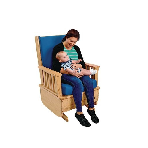 Children Glider Rocker Blue Cushions Montessori Seating for Playroom and School