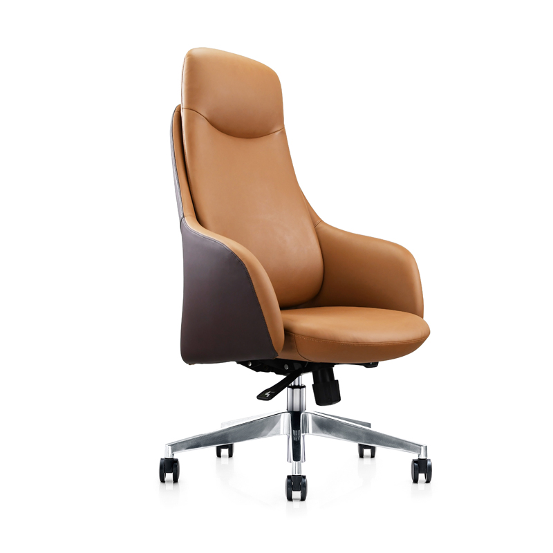 High Back Boardroom Brown Luxury Leather Boss Chair with Metal Foot (HYBN-E835)