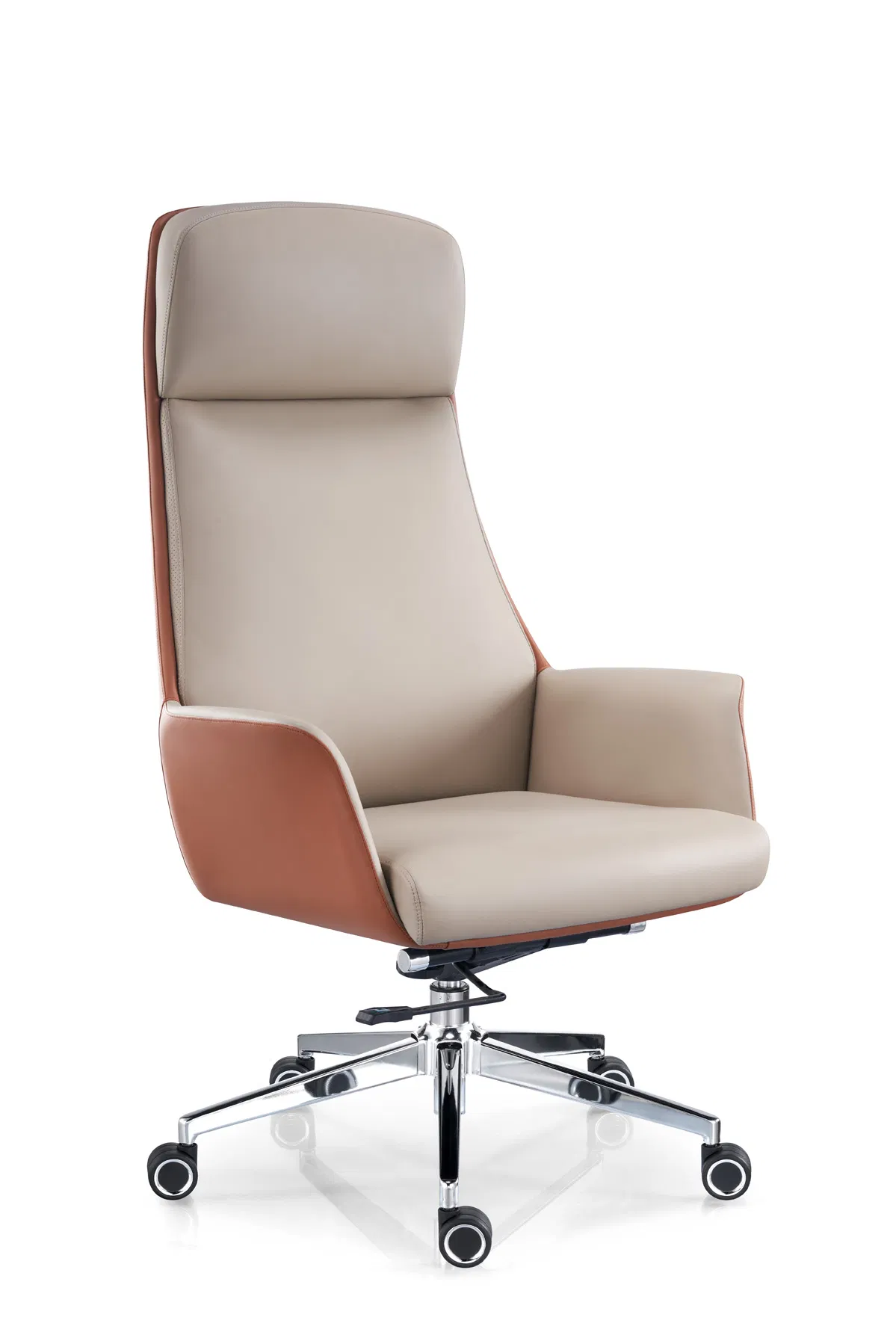 Sleek Boardroom Furniture Leather High Back Swivel Wheel Office Chair for Conference