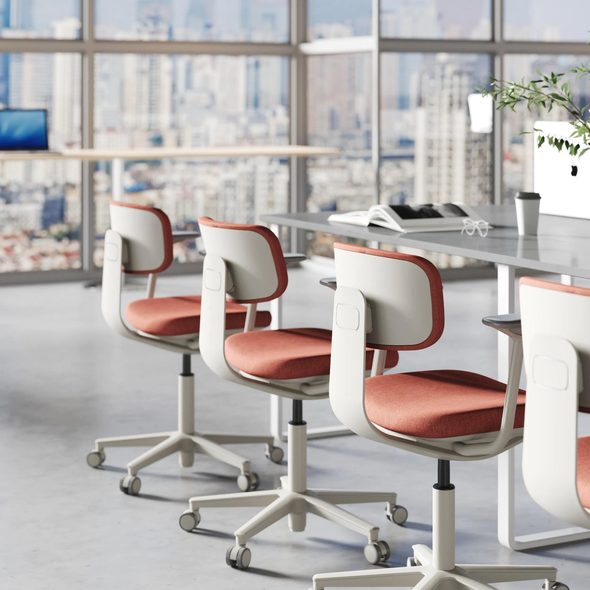 Luxury Office Home Hotel High Adjustable Bar Counter Chair Upholstered Gas Lift Modern Swivel Bar Stool Co-Working Task Chair