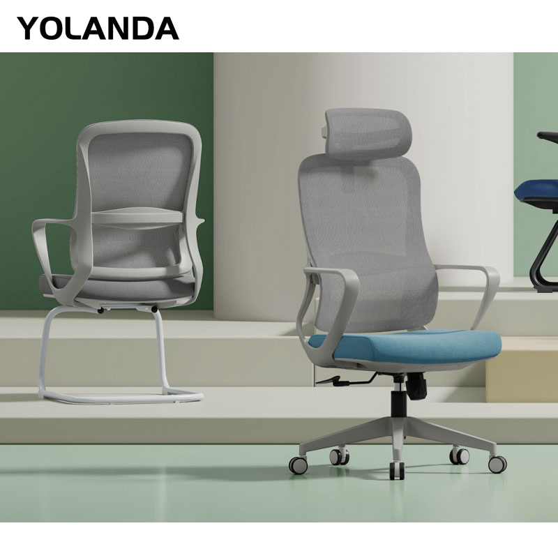 Yolanda Swivel Black Mesh Back Ergonomic Office Chair High Back with Adjustable Headrest for Staff and CEO Work Chair Sillas De Oficina