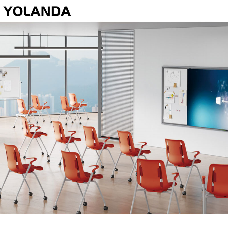 Yolanda Meeting Room Mesh Folding Chair Training Chair Stackable Conference Room Chairs with Casters