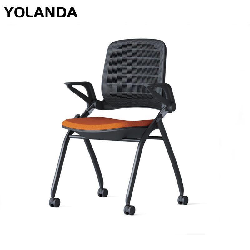 Yolanda Meeting Room Mesh Folding Chair Training Chair Stackable Conference Room Chairs with Casters