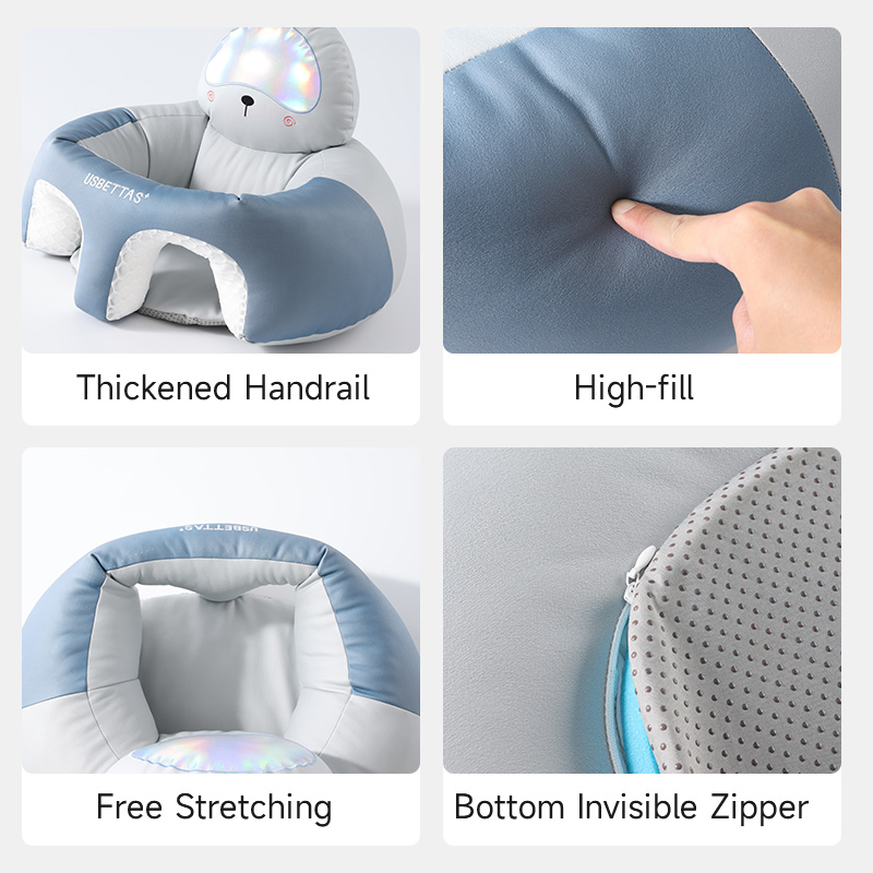 Plush Baby Learning Seat Sofa with 360° Surround and Ergonomic Spine Support