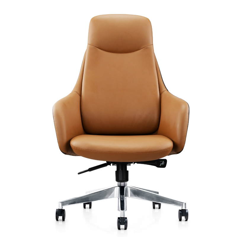 High Back Boardroom Brown Luxury Leather Boss Chair with Metal Foot (HYBN-E835)