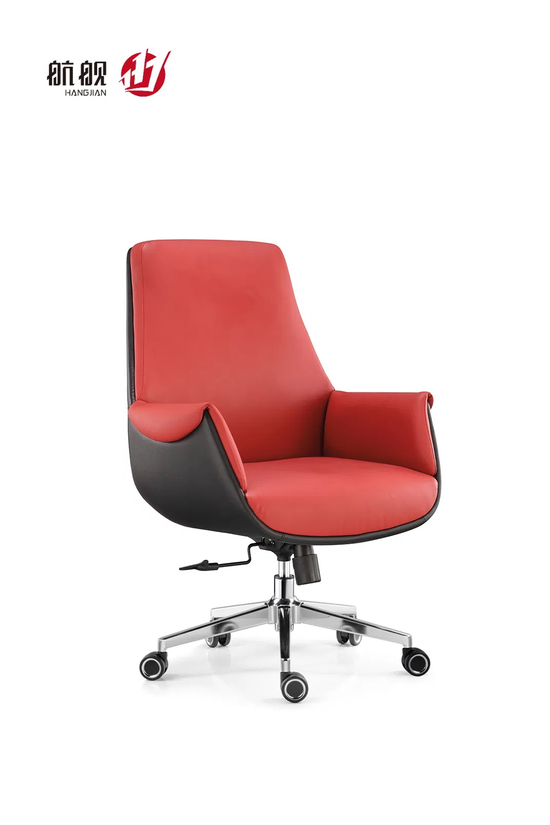Boardroom Modern Furniture Leather Wheel Swivel Visitor Office Chair with Metal Base