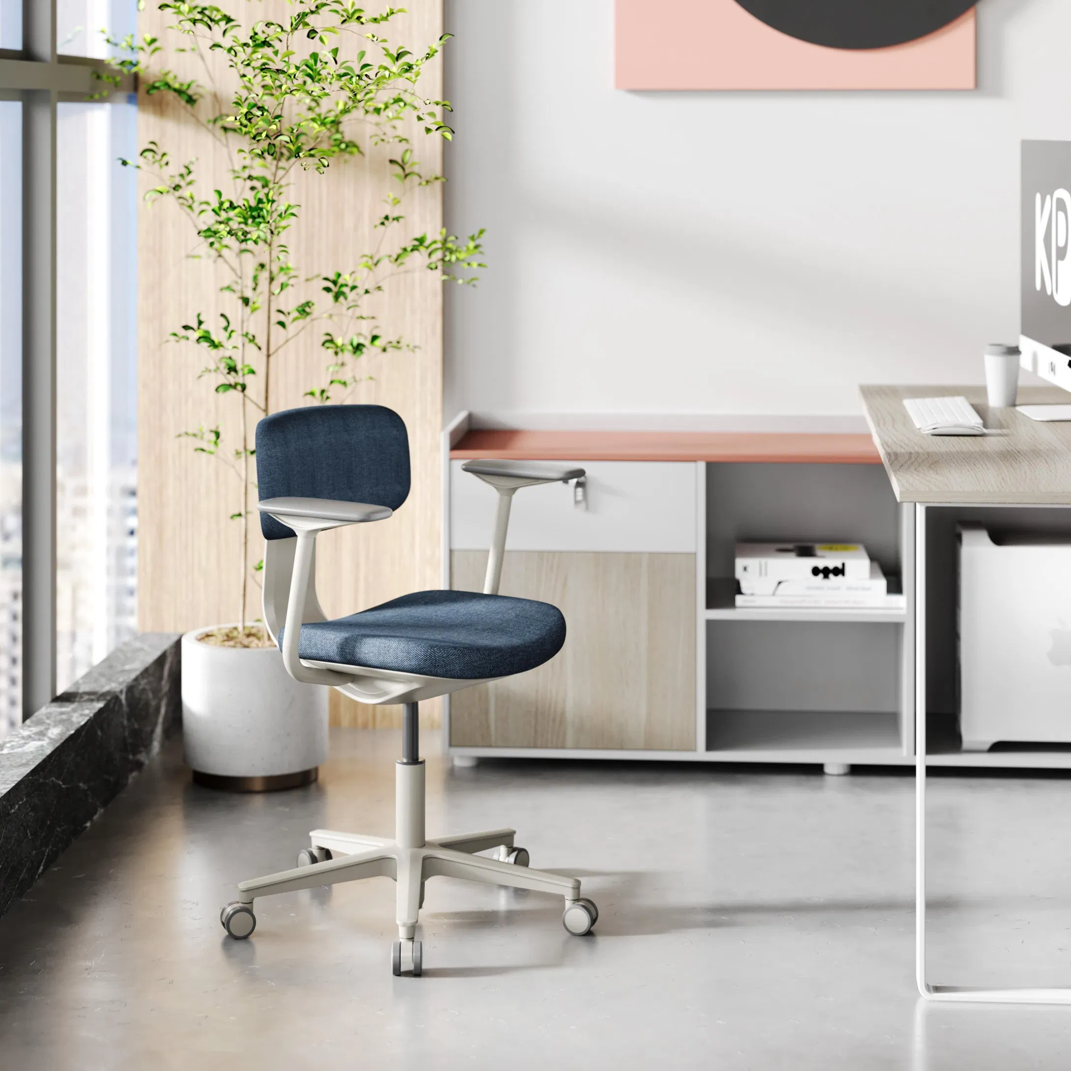 Luxury Office Home Hotel High Adjustable Bar Counter Chair Upholstered Gas Lift Modern Swivel Bar Stool Co-Working Task Chair