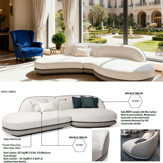 Custom 4-5 Star Luxury Hotel Lobby Furniture Reception Waiting Center Sofa Set