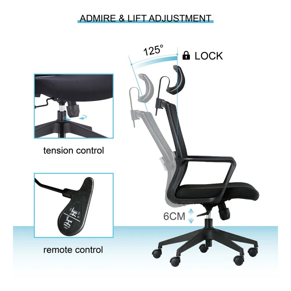 Wholesale Comfortable Ergonomic Office Chair Adjustable Headrest Modern Design Cheap Computer Task Swivel Staff Made Mesh Fabric