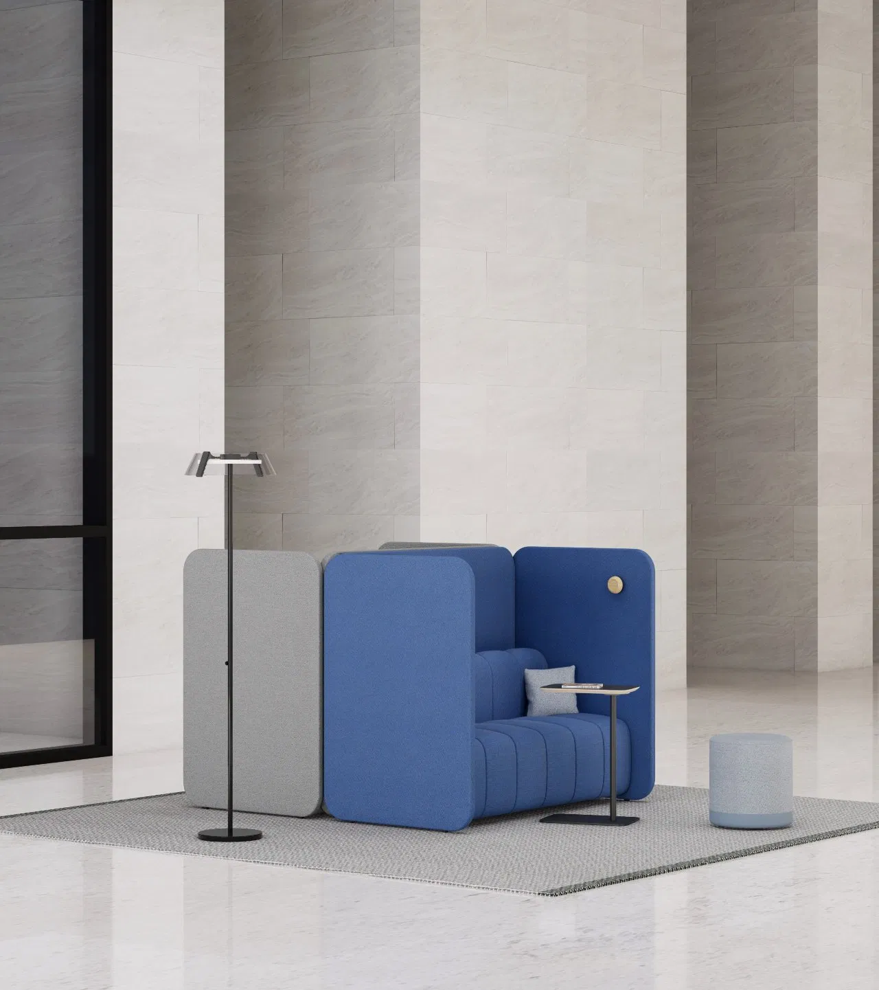 Modern High Back 4 Seater Workstation Modular Fabric Office Sofa with Table