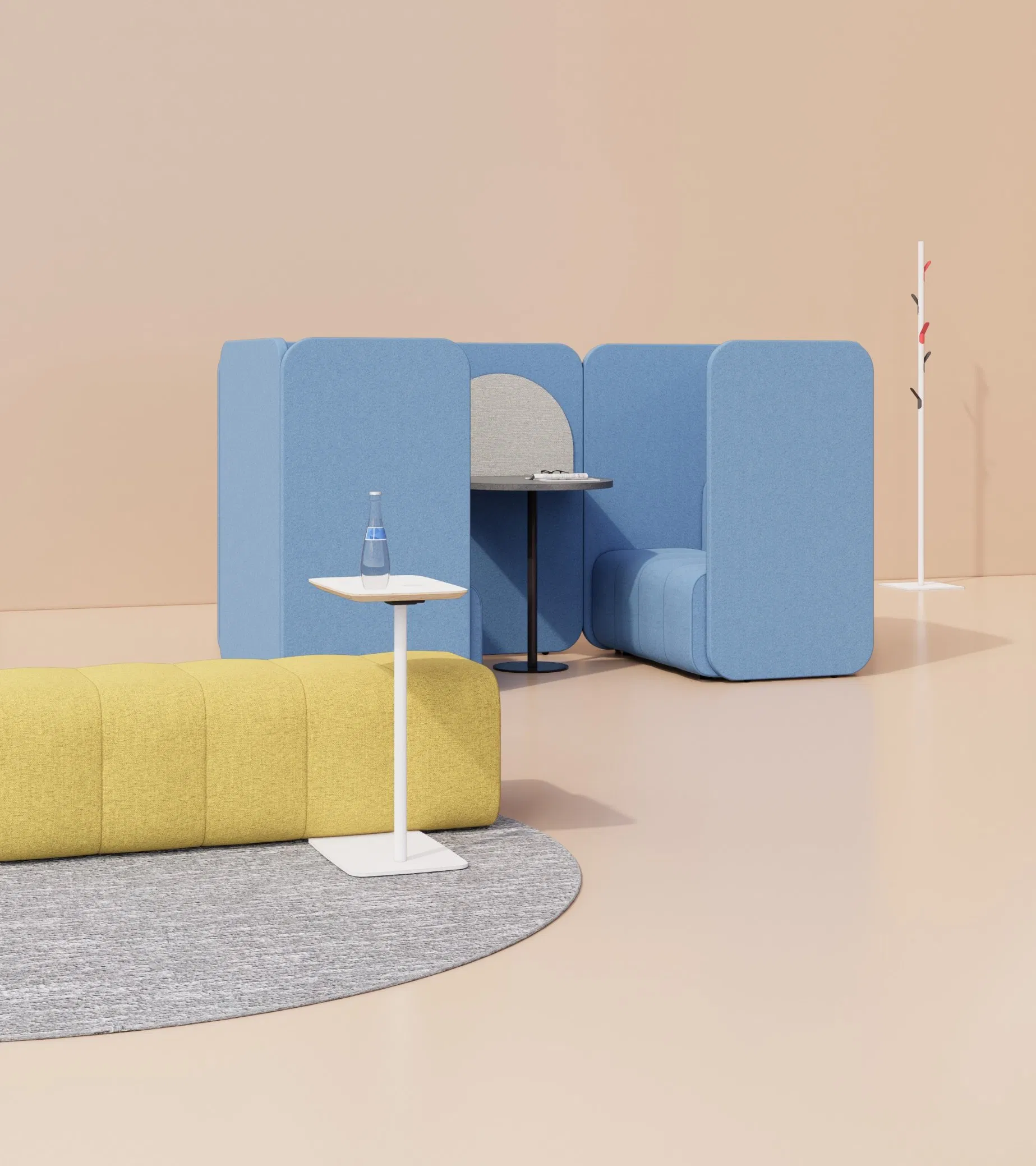 Modern High Back 4 Seater Workstation Modular Fabric Office Sofa with Table