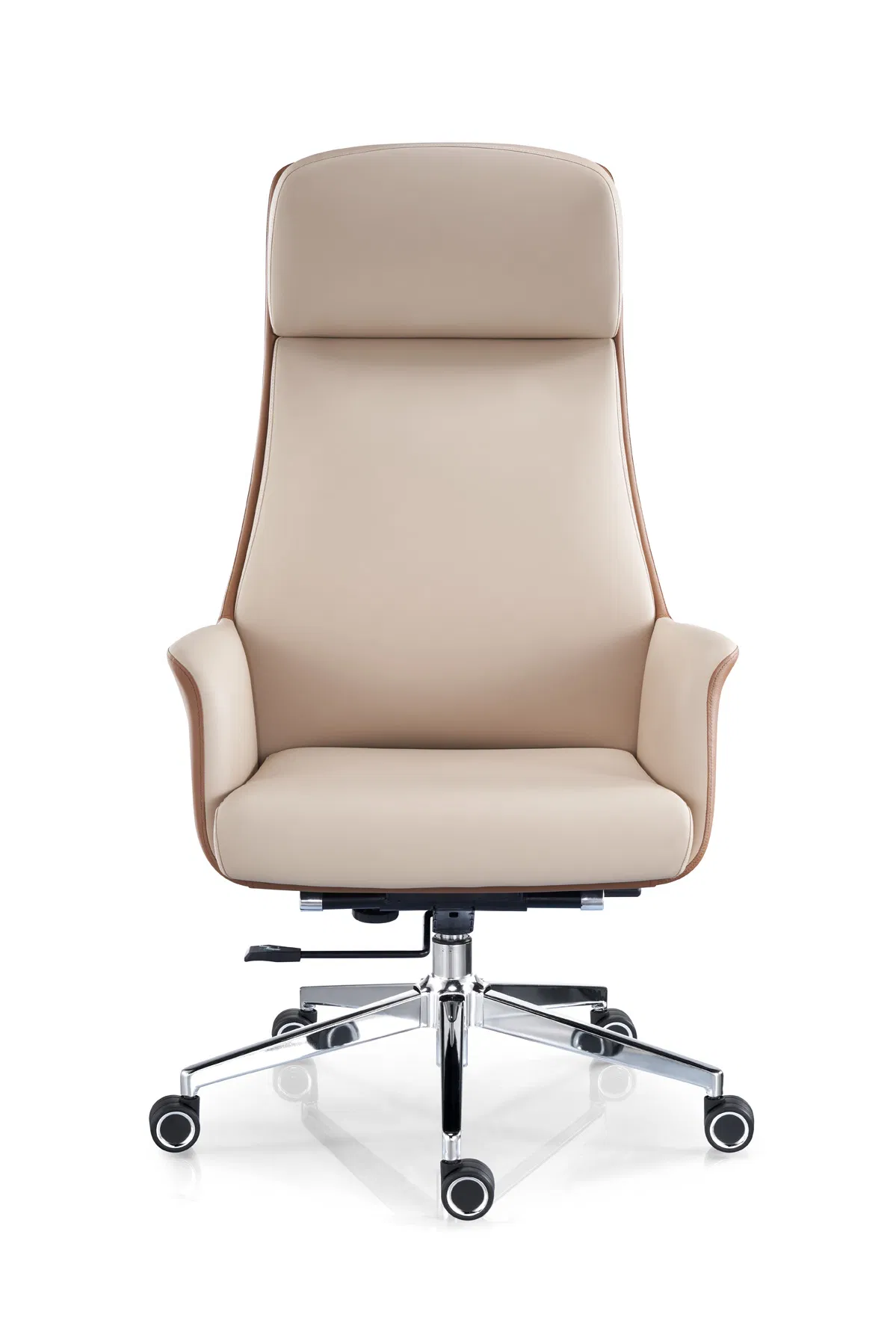 Sleek Boardroom Furniture Leather High Back Swivel Wheel Office Chair for Conference