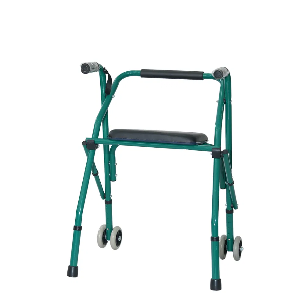 Aluminum Alloy Frame Two Wheel Walkers with Leather Seat