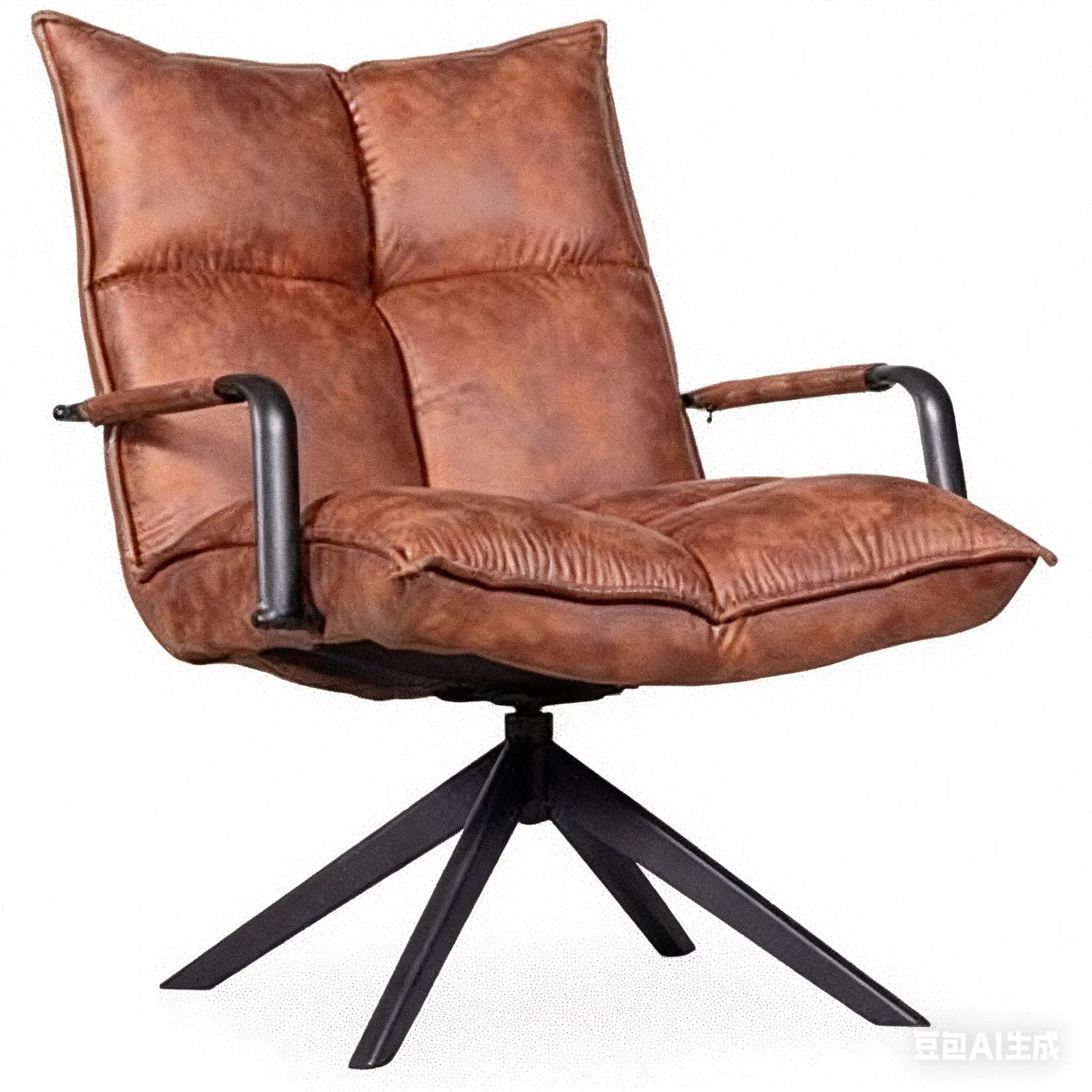 Hot Sale Nordic Modern Adjustable 360 Degree Swivel Faux Leather Upholstered Task Chair with Black Metal Legs