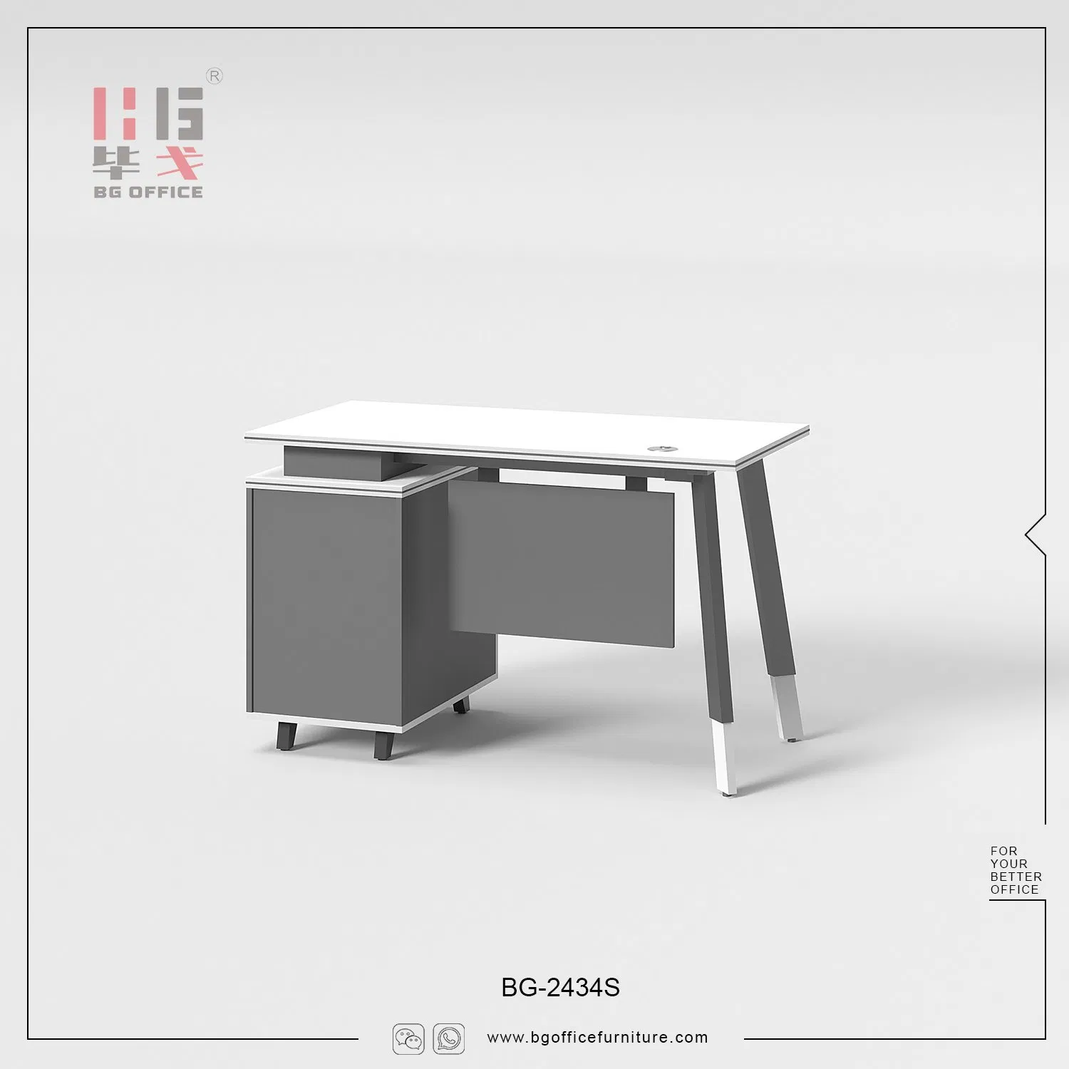 Chinese Custom Wholesale Modern Wooden Melamine Home Seating Table Iron Frame Office Desk Furniture for New Staff Office Computer White Study Table