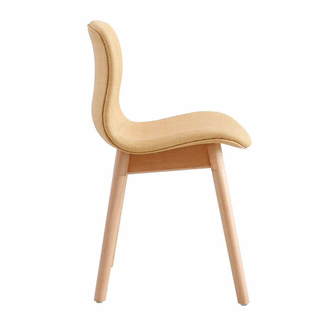 Modern Minimalist Stackable Visitor Training Leisure Living Room Fabric Chair with Wooden Leg