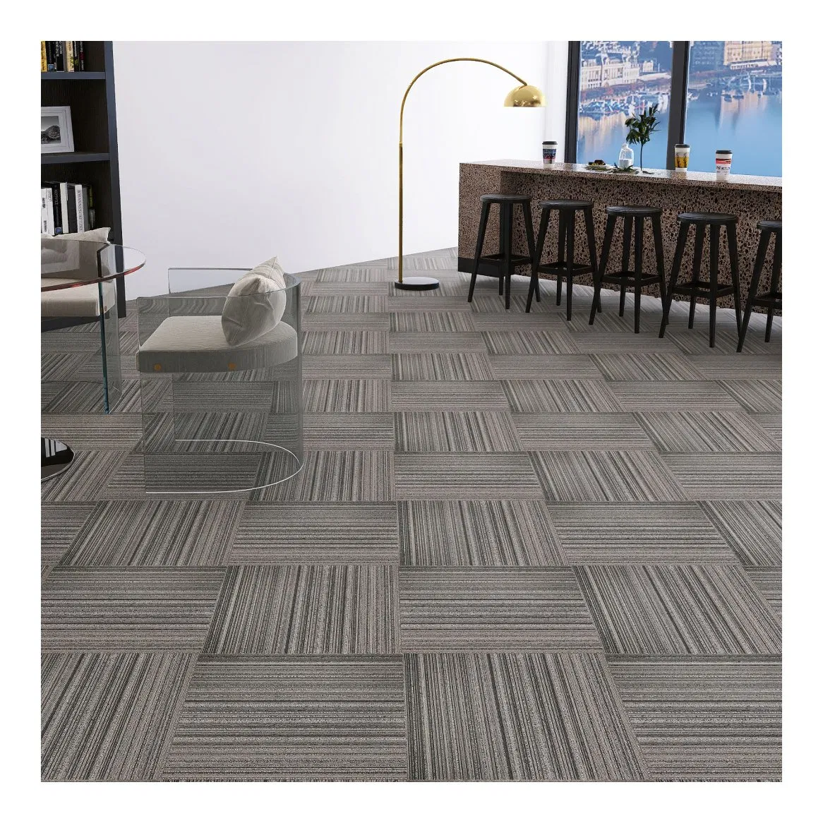 Stain-Resistant Nylon High-Traffic Commercial Carpet Tiles