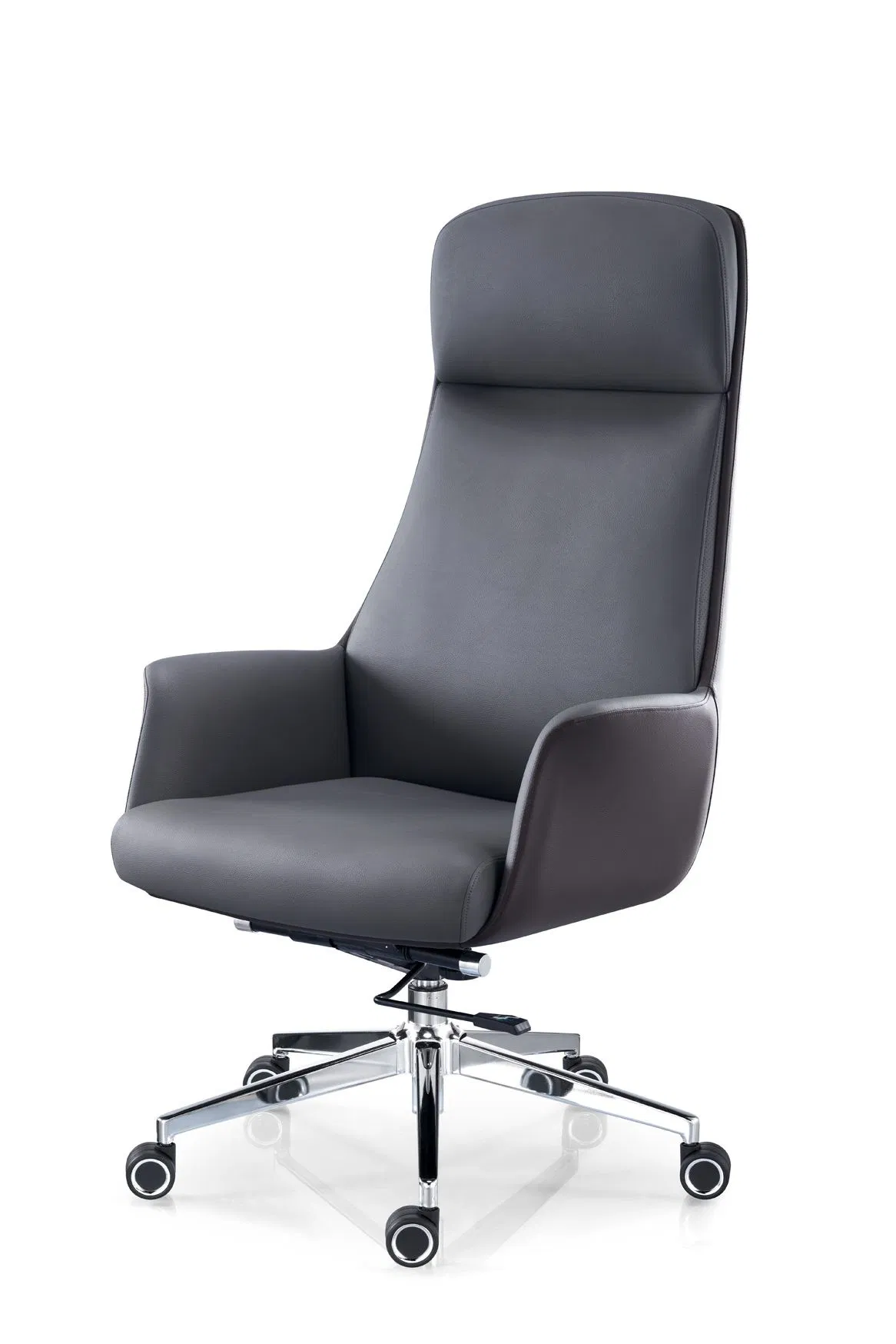 Sleek Boardroom Furniture Leather High Back Swivel Wheel Office Chair for Conference