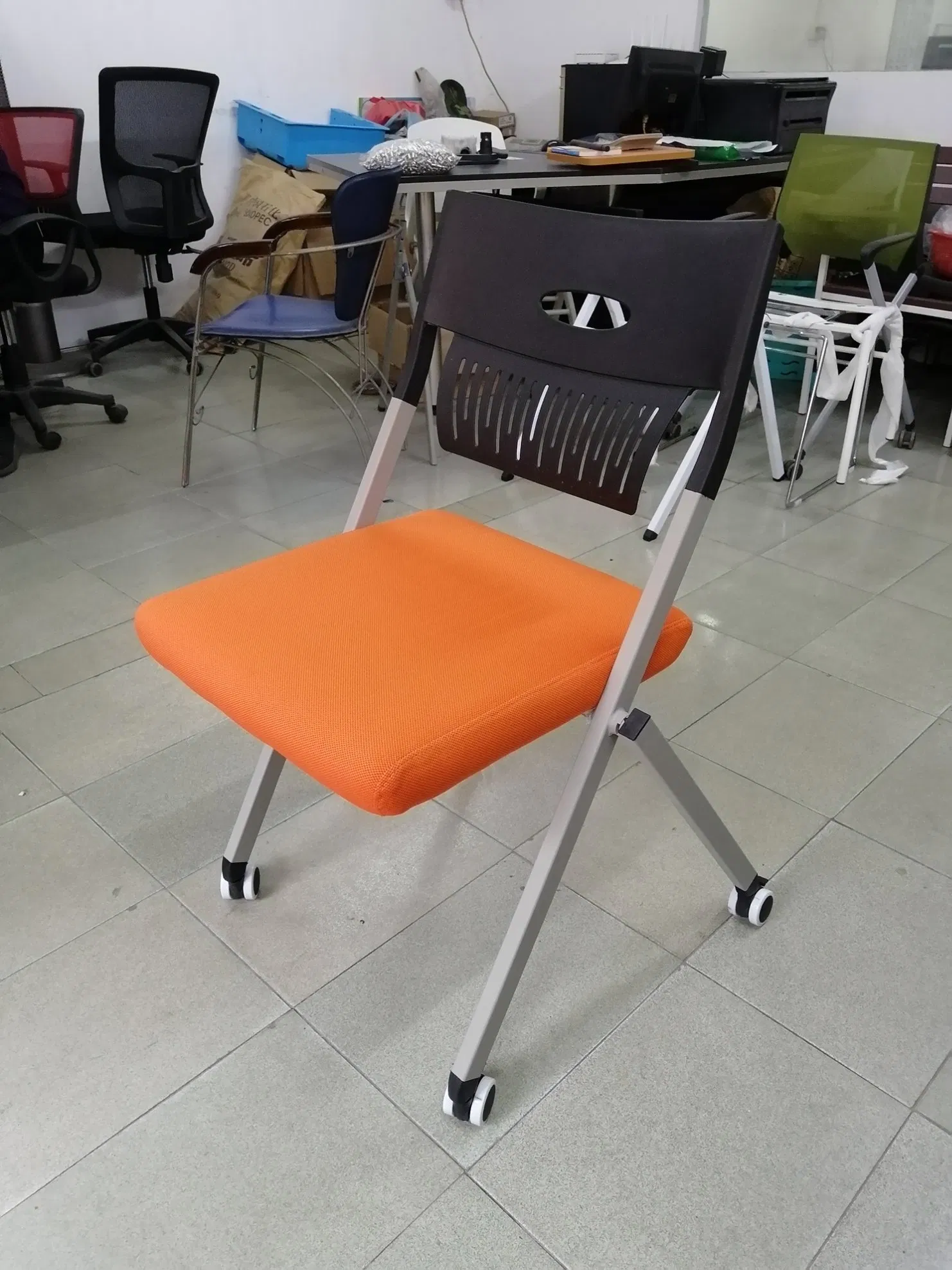 New Design Factory Price High Quality School Classroom Student Office Meeting Room Study Desk Training Chair with Writing Pad