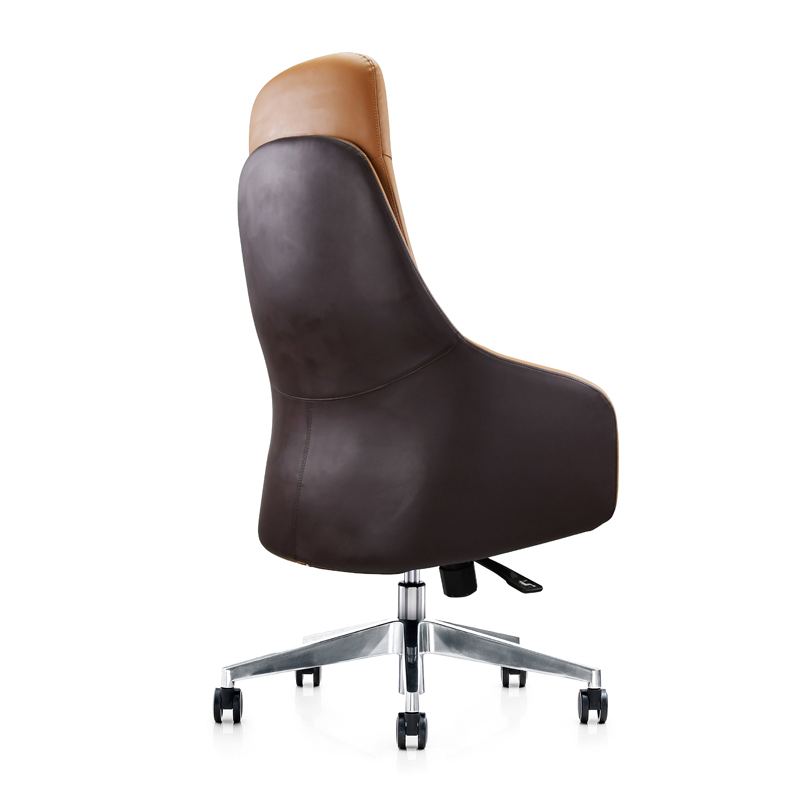 High Back Boardroom Brown Luxury Leather Boss Chair with Metal Foot (HYBN-E835)