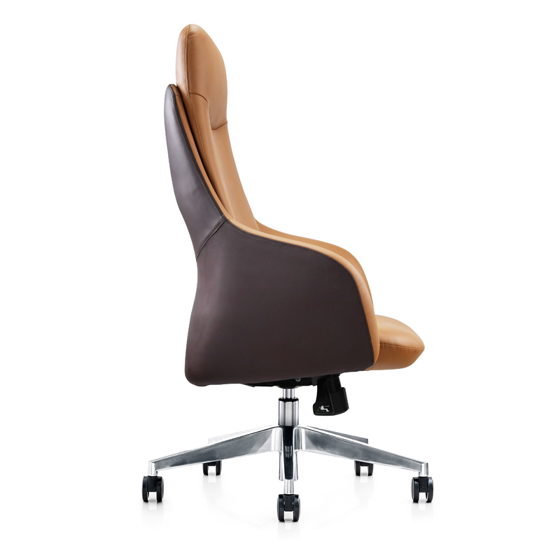 High Back Boardroom Brown Luxury Leather Boss Chair with Metal Foot (HYBN-E835)