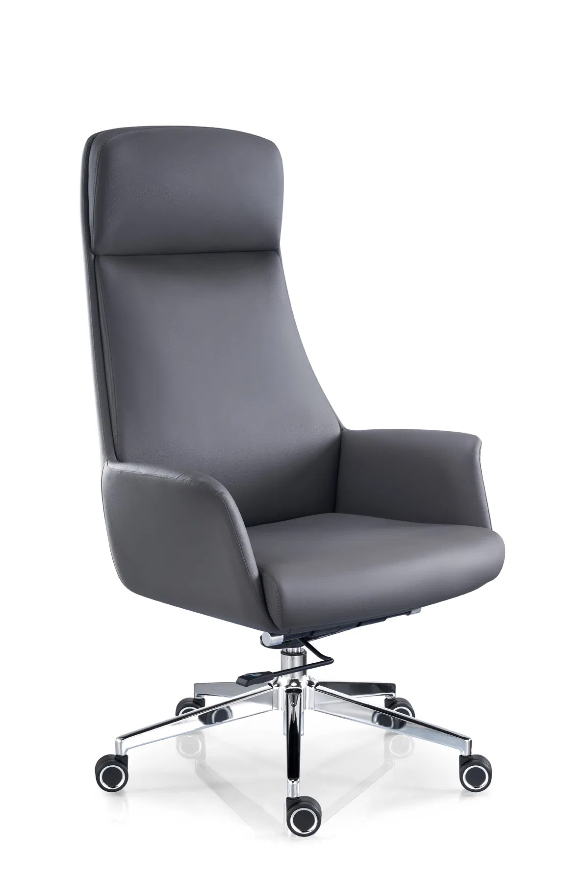Sleek Boardroom Furniture Leather High Back Swivel Wheel Office Chair for Conference