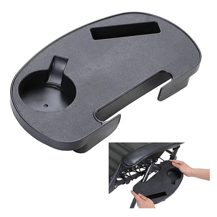 Adjustable Lounge Beach Chair Blue Zero Gravity Chair with Sunshade and Holder