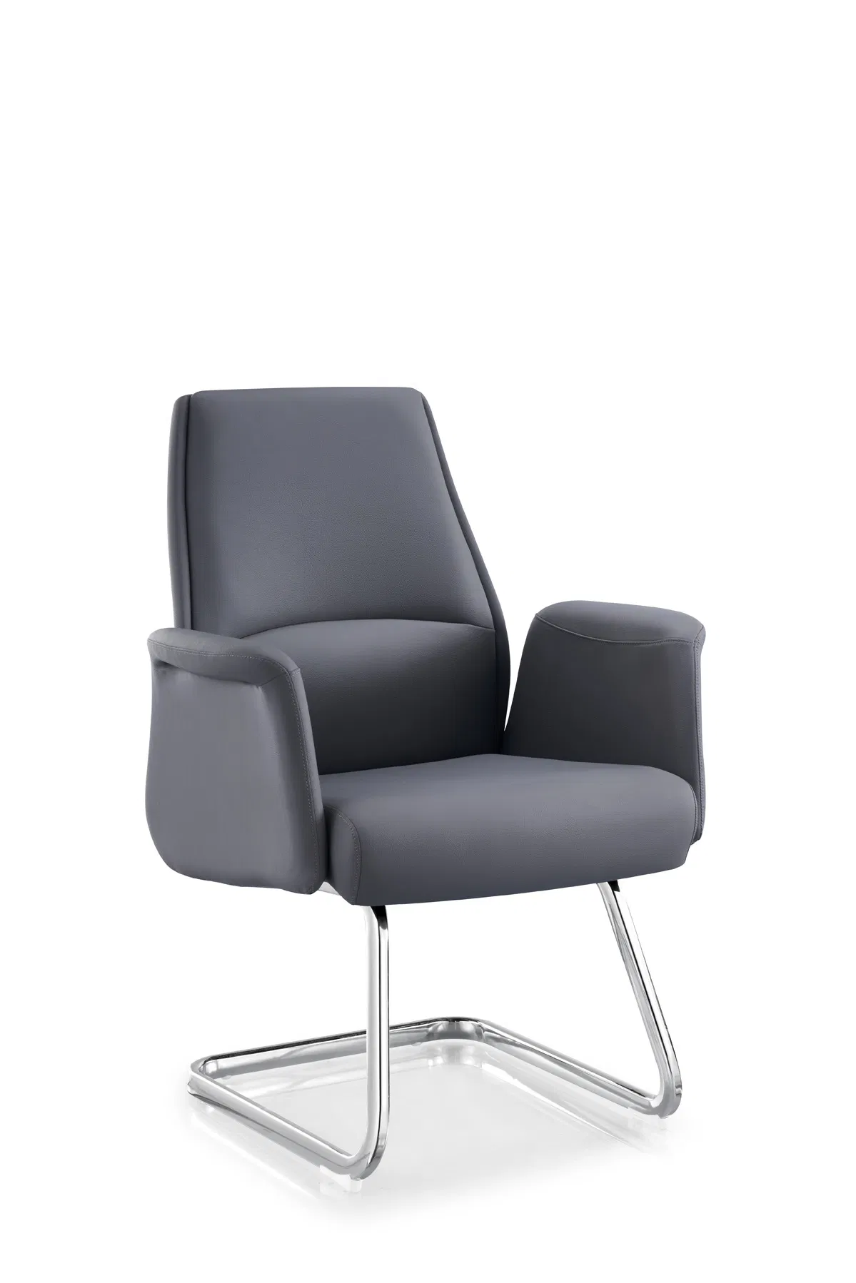 Sleek Boardroom Meeting Furniture Reception Leather Conference Office Chair with Armrest