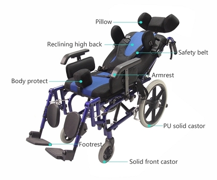 Brother Medical Lightweight Aluminum Manual Cerebral Palsy Wheelchair for Children