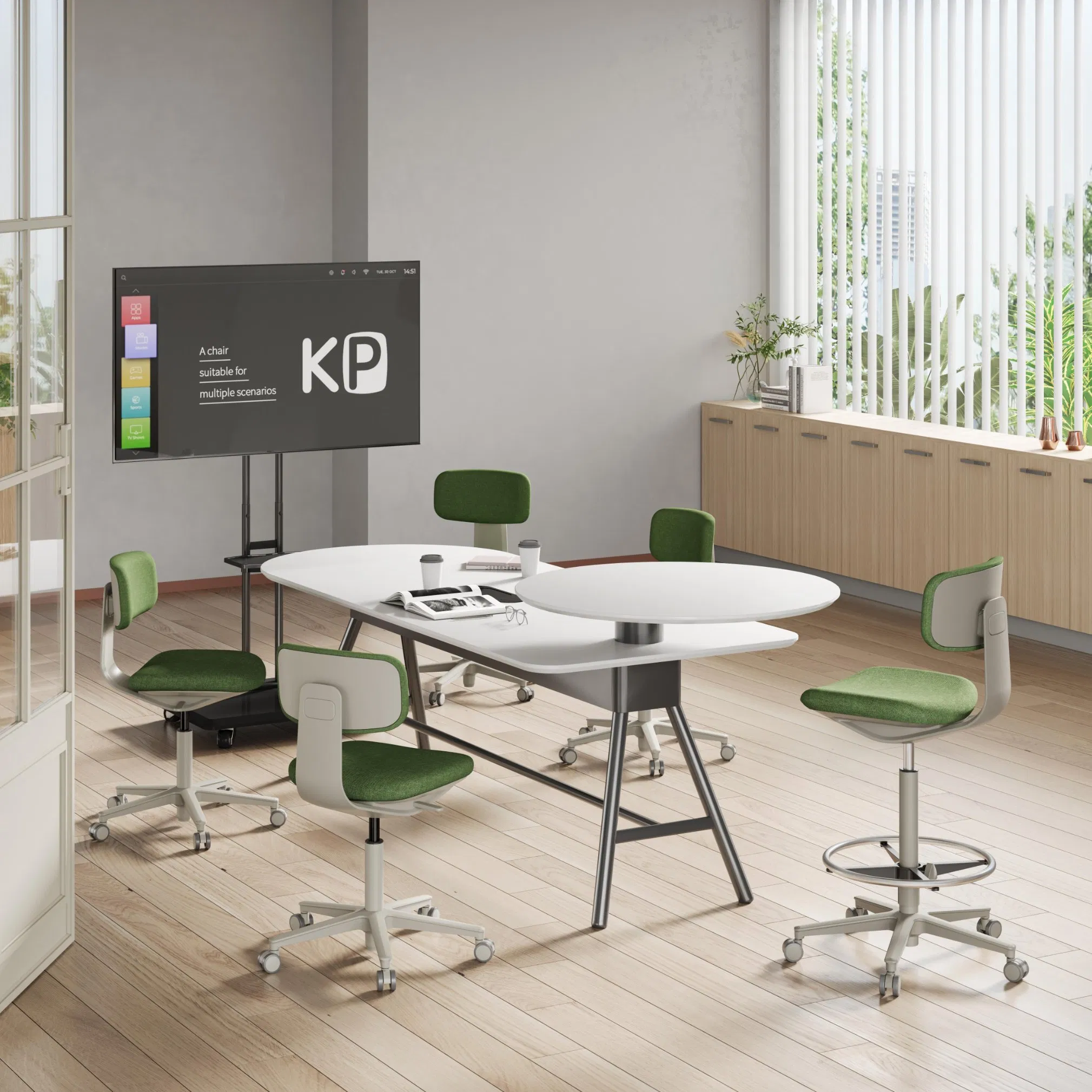 Luxury Office Home Hotel High Adjustable Bar Counter Chair Upholstered Gas Lift Modern Swivel Bar Stool Co-Working Task Chair