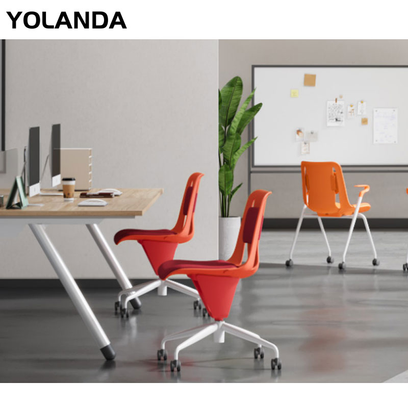 Yolanda Meeting Room Mesh Folding Chair Training Chair Stackable Conference Room Chairs with Casters